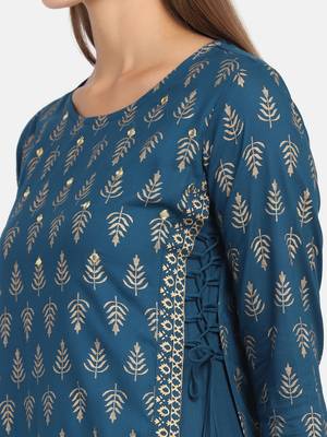 Blue Printed Kurta 8