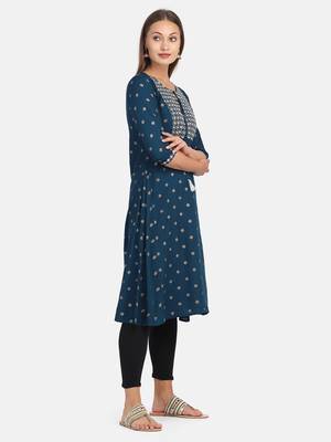 Blue Printed Kurta 6