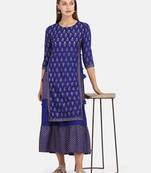 ROYAL BLUE PRINTED KURTA