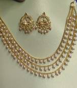 Gold-Plated Layered PEARL NECKLACE SET