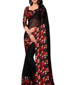 Black printed georgette saree with blouse