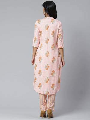Peach printed rayon cotton-kurtis with Palazzos 2