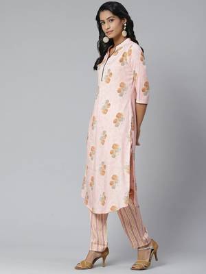 Peach printed rayon cotton-kurtis with Palazzos 5