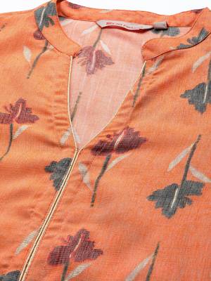 Orange printed rayon cotton-kurtis With Palazzos 4