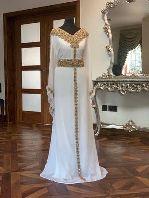 Royal Dubai Moroccan Kaftan Georgette African Attire Bridesmaid Abaya Long Maxi Dresses 2