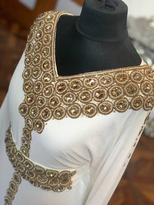 Royal Dubai Moroccan Kaftan Georgette African Attire Bridesmaid Abaya Long Maxi Dresses 3