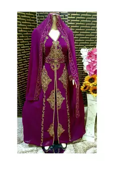 Magenta Georgette Zari Work Kaftan