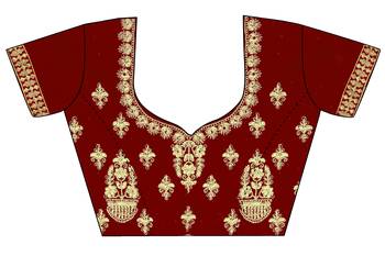 Maroon embroidered velvet semi stitched lehenga 4