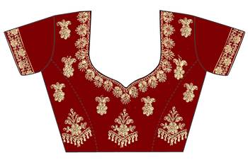 Maroon embroidered velvet semi stitched lehenga 4