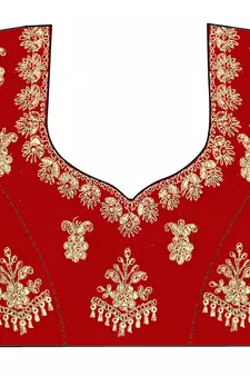 Red embroidered velvet semi stitched lehenga