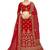 Red embroidered velvet semi stitched lehenga