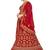 Red embroidered velvet semi stitched lehenga