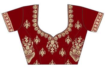 Maroon embroidered velvet semi stitched lehenga 4