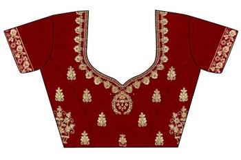 Maroon embroidered velvet semi stitched lehenga 4