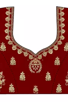Maroon embroidered velvet semi stitched lehenga