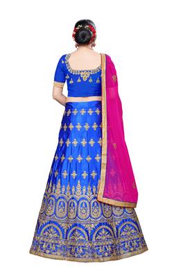 Blue embroidered Art Silk semi stitched lehenga 2