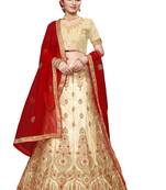 Cream embroidered
 Art Silk semi stitched lehenga