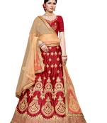 Maroon embroidered
 Art Silk semi stitched lehenga