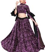 Multicolor sequins velvet semi stitched lehenga