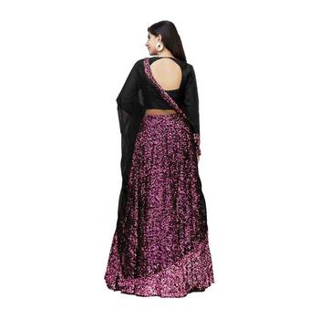 Multicolor sequins velvet semi stitched lehenga 2