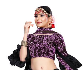 Multicolor sequins velvet semi stitched lehenga 4
