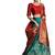 Green woven silk semi stitched lehenga