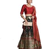 Black woven Art Silk semi stitched lehenga