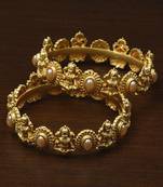 Matte Finished Pearl Embellished Temple Bangles BD440