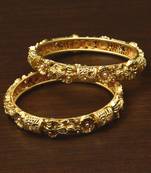 Matte Finished Pearl Embellished Temple Bangles BD442