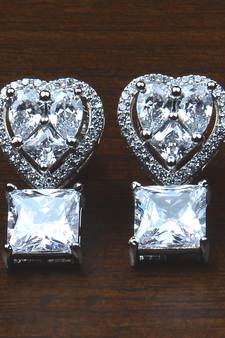 Rhodium Plated AAA CZ Embellished American Diamond Earrings 216ED530