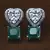 Rhodium Plated Emerald Embellished American Diamond Earrings 216ED532