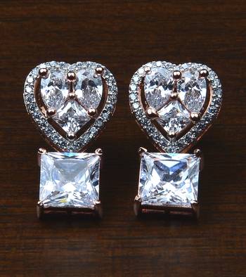 Rose Gold Plated AAA CZ Embellished American Diamond Earrings 216ED533 1