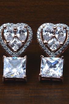 Rose Gold Plated AAA CZ Embellished American Diamond Earrings 216ED533
