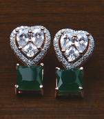 Rose Gold Plated Emerald Embellished American Diamond Earrings 216ED535