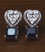 Rose Gold Plated Sapphire Embellished American Diamond Earrings 216ED536