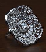 Rhodium Plated Adjustable American Diamond Finger Ring FR29