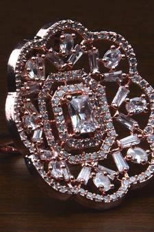 Rose Gold Plated Adjustable American Diamond Finger Ring FR32