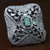 Rhodium Plated Mint Stone Embellished Adjustable American Diamond Finger Ring FR38