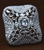 Rhodium Plated Adjustable American Diamond Finger Ring FR40