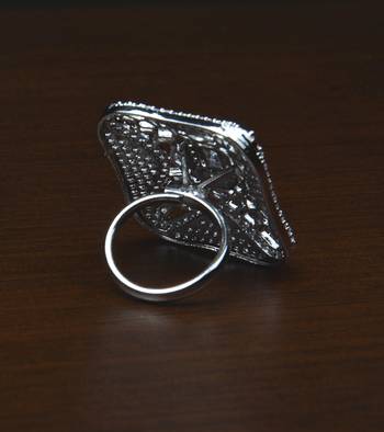 Rhodium Plated Adjustable American Diamond Finger Ring FR40 2