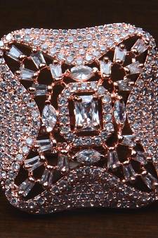 Rose Gold Plated Adjustable American Diamond Finger Ring FR42