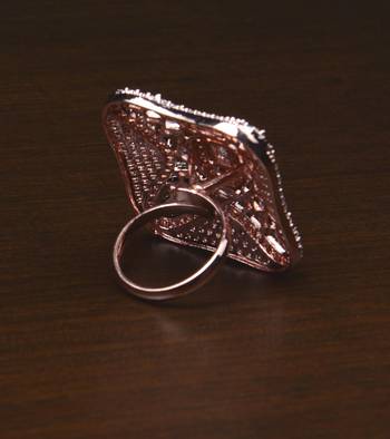 Rose Gold Plated Adjustable American Diamond Finger Ring FR42 2