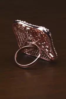 Rose Gold Plated Adjustable American Diamond Finger Ring FR42