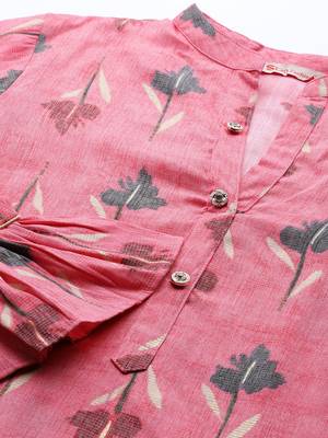 Pink printed rayon cotton-kurtis With Palazzos 4