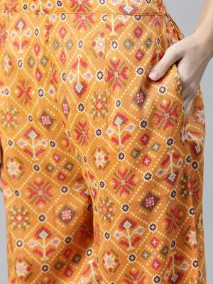 Peach printed rayon cotton-kurtis with Palazzos 2