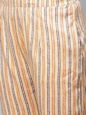 Yellow printed rayon cotton-kurtis With Palazzos 2
