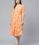Orange printed rayon cotton-kurtis With Palazzos