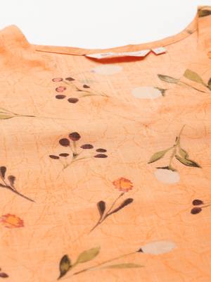 Orange printed rayon cotton-kurtis With Palazzos 4