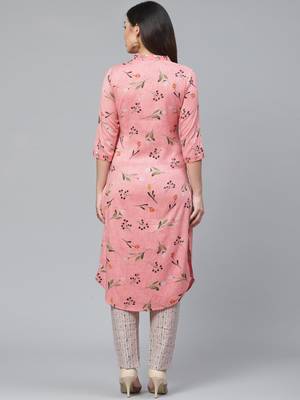Pink printed rayon cotton-kurtis 3
