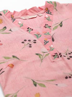 Pink printed rayon cotton-kurtis 4
